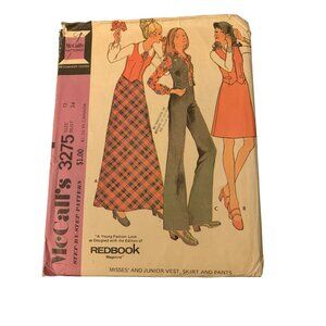 McCalls 3275 Vest Skirt & Pants Pattern Size 12 uncut 1972